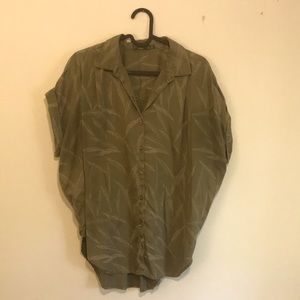 Prana Button Up Scalloped T Medium Green Bamboo